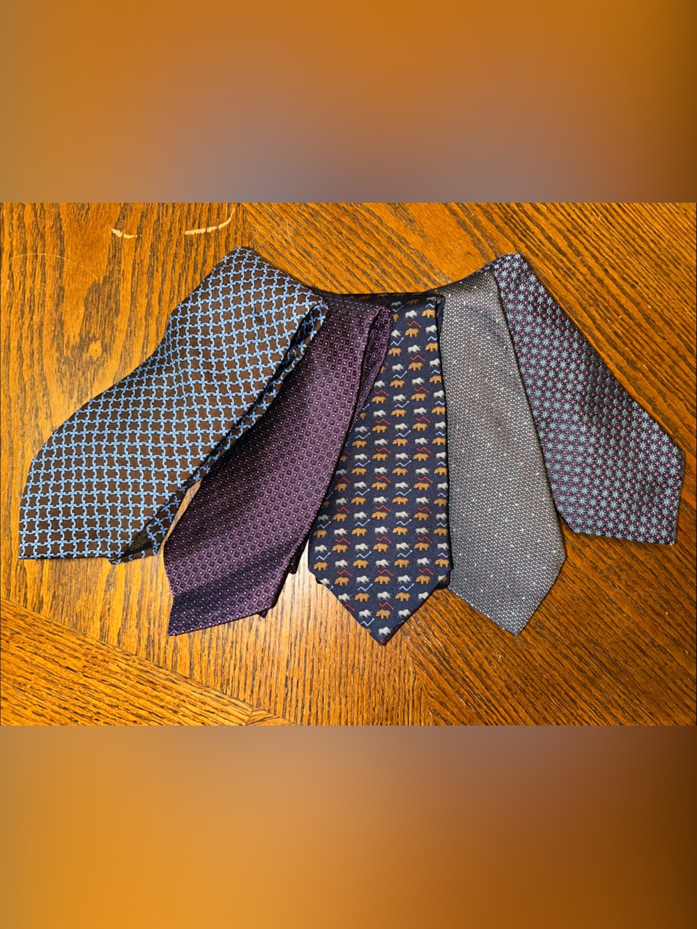 Lot of 5 Brooks Brothers 100% Silk Patterned Neckties 2 NWT Bear Bull Geometric